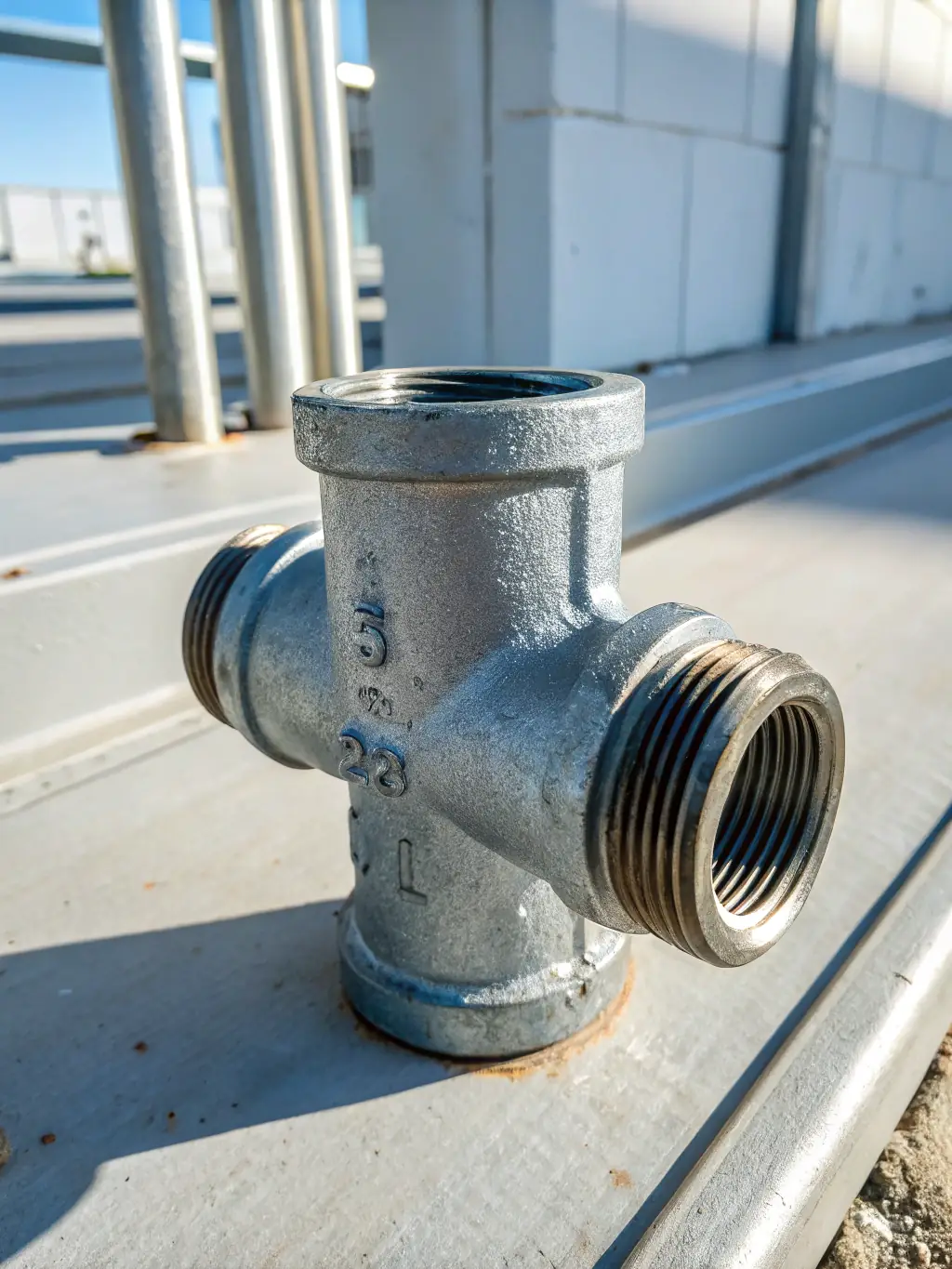 A photograph of a pipe fitting with an ASTM standard label, showcasing the material composition and performance characteristics.