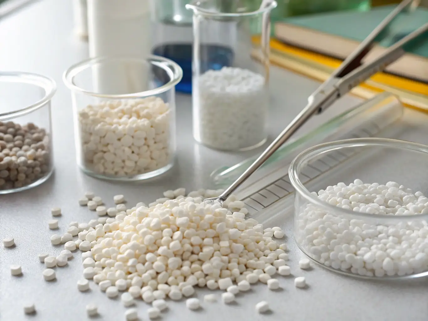 A close-up image showcasing the uniform size and shape of polyethylene granules, highlighting their smooth surface and consistent color, indicating high quality and purity.