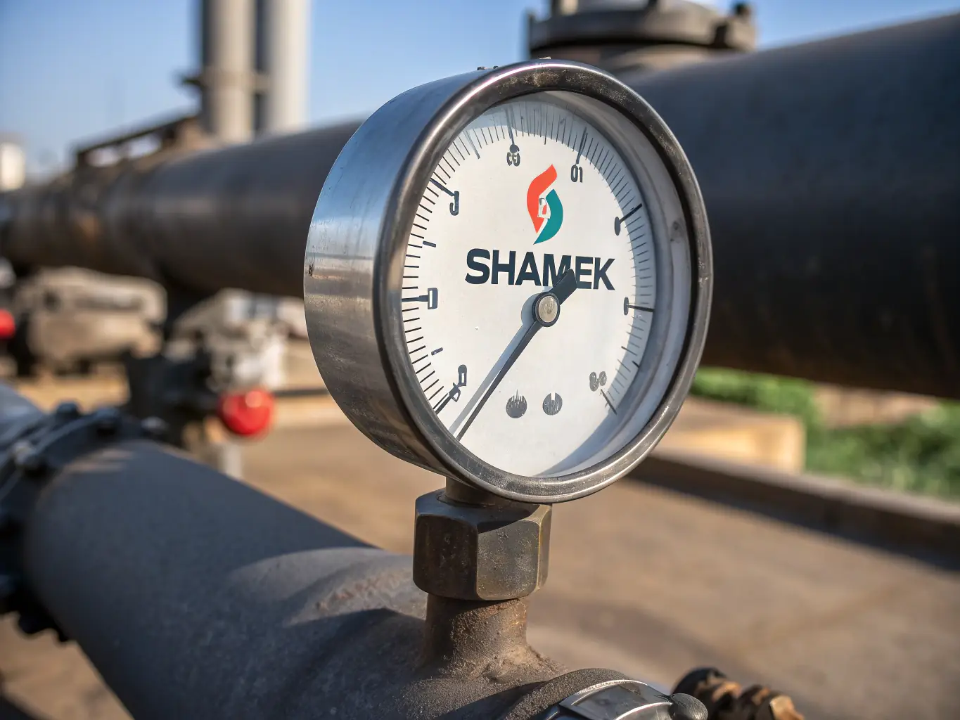 A visual representation of a pressure testing setup, with a polyethylene fitting connected to a pressure gauge, indicating the fitting's pressure rating.