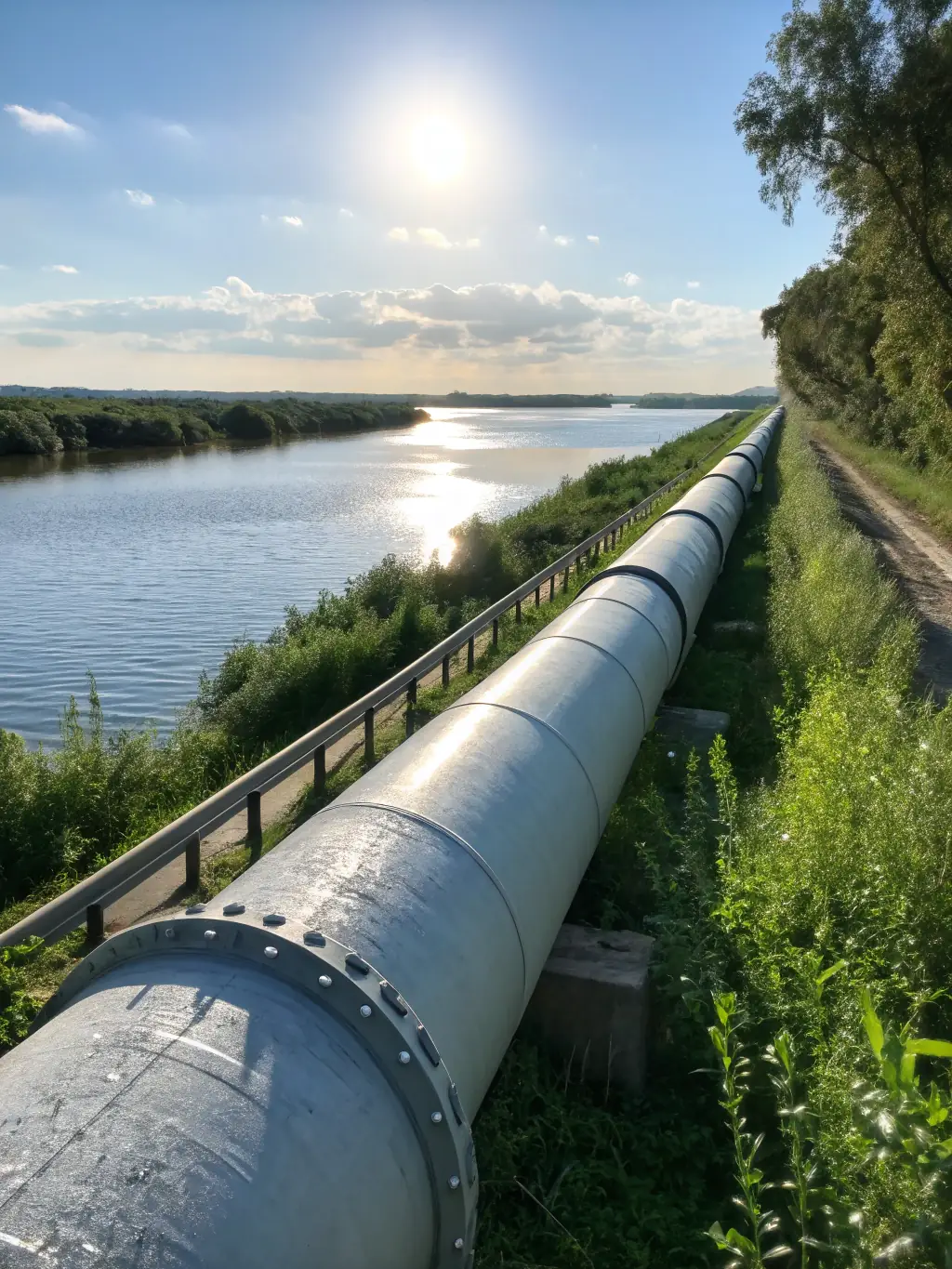 A close-up image of a single-wall PE pipe demonstrating its resistance to chemical corrosion in a water treatment plant, showcasing its suitability for transporting various water types.