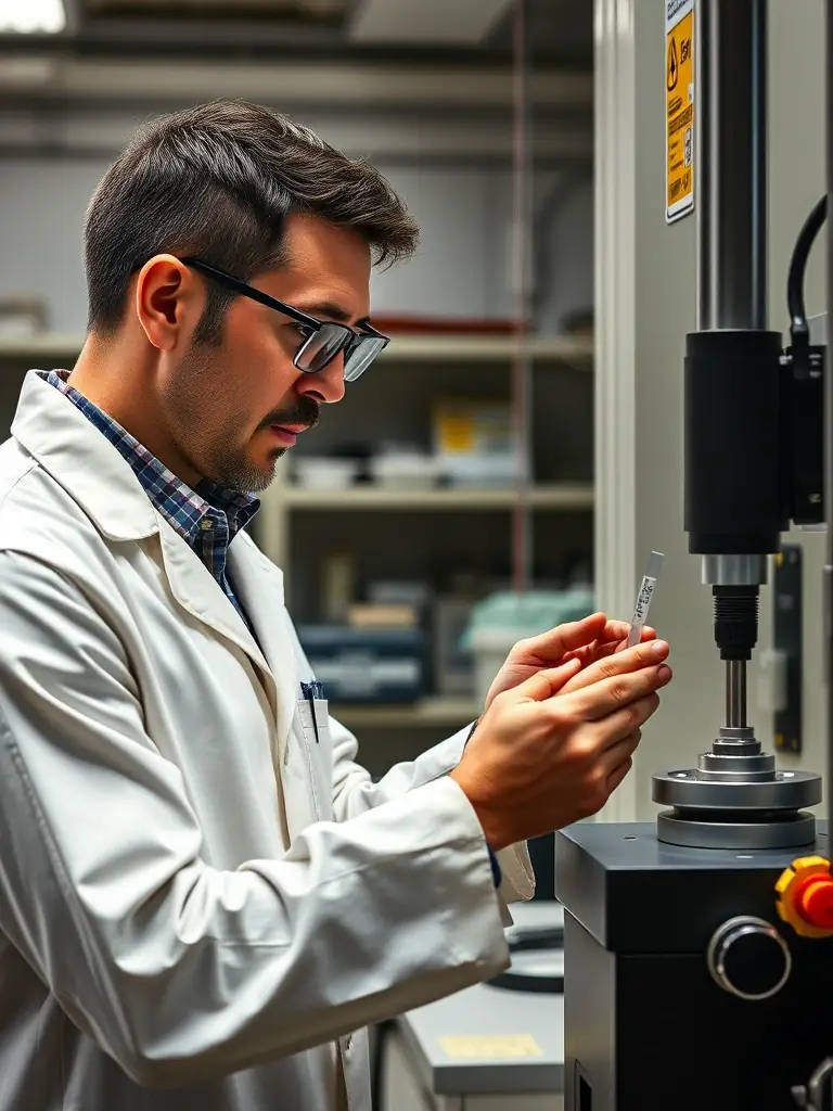 An image of a polyethylene granule sample being subjected to melt flow index testing, showing the material flowing through the apparatus. The setting is a quality control lab with temperature control equipment.